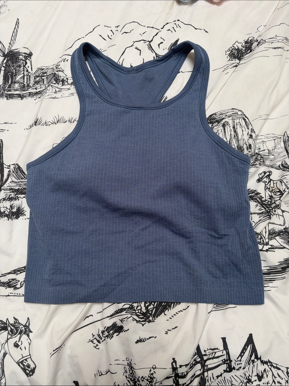 Lululemon Ebb to Street Cropped Racerback Tank Top sz 8 OASIS BLUE
